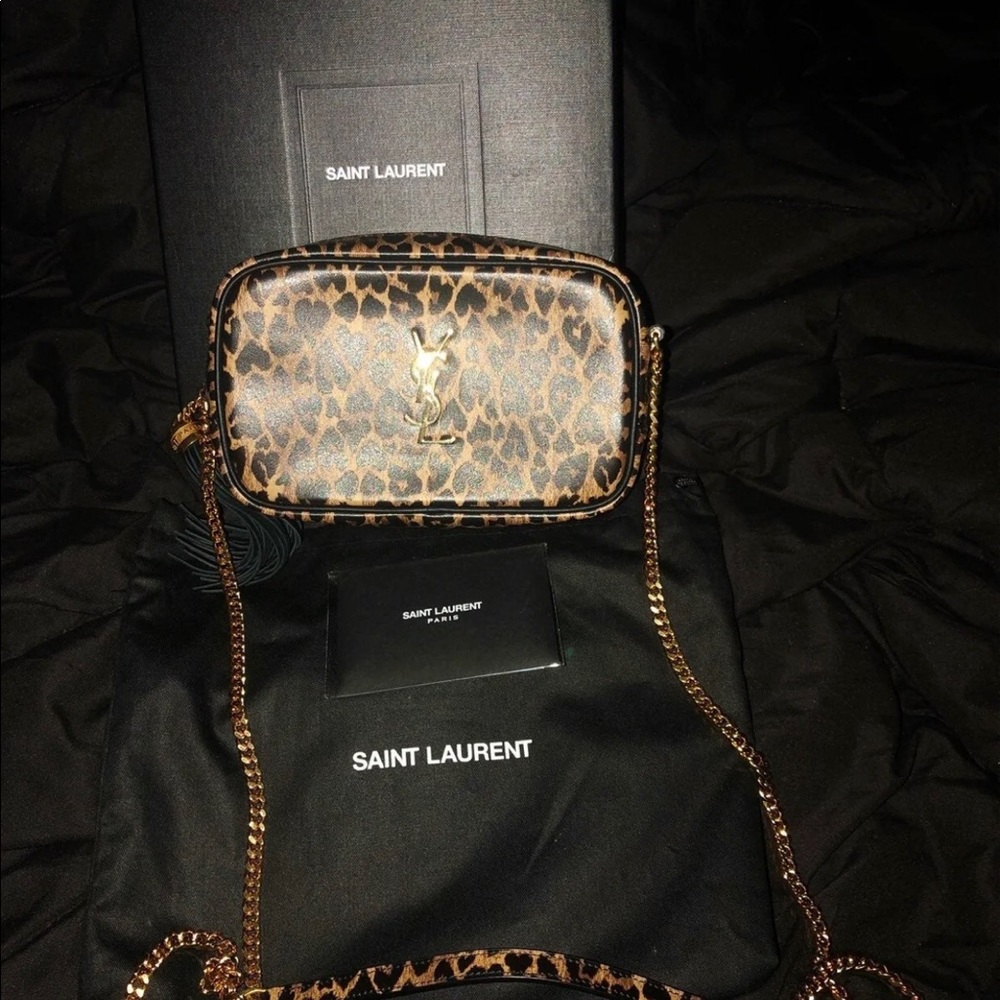 Saint Laurent's  brown and black leopard-print Lou Camera bag